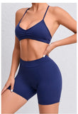 Women's 2-Piece Yoga Sets High Waist Seamless Shorts  Hip-Lifting & Backless Gym Leggings Quick Dry Workout Fitness Suits