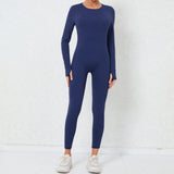 Women's Seamless Yoga Jumpsuits Backless Sexy Long-Sleeved One-Piece Butt-Lifting Gym Nude Feel Workout Gym Training Bodysuits