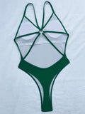 Wrinkled Criss Cross Backless Female Swimsuits One Piece Swimsuit Women Thong Swimwear High Cut Monokini Bathing Suit Swim Lady