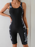 2025 New Women's Sports Monokini Swimwear Sexy Tie-dye Print Patchwork One Piece Swimsuit Beach Vacation Competitive Swimsuit