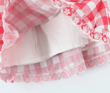 Foridol Plaid Printed Red Women's Dresses White Cotton V Neck Short Party Summer Dress New in Vintage Beach Mini Dress