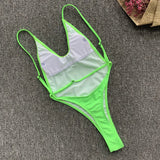 DEKA Solid Deep V One Piece Swimsuit Brazilian Mini Bikini Women High Cut Thong Backless Swimwear Female Bathing Suit Monokini