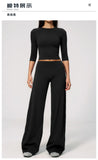 Women Tracksuit Yoga Sets Half Sleeve O Neck Slim Sports T Shirts Fitness Suit Outdoor High Waist Flare Pants Workout Clothes