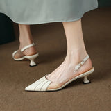 Elegant Green Thin Heel Pointed Toe Slippers for Women Summer Fashionable Low Heel Rubber French Sandals New 2026 Top quality