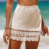 2026 Hollow Out Skirt Sarong Crochet Knitted Tunic Beach Cover Up Cover-ups Beach Dress Beach Wear Beachwear Female Women V8074