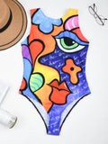 2026 Printed High Neck One Piece Swimsuit Women Brazilian Swimwear Female Bather Halter Bathing Suit Swim Wear Monokini Lady