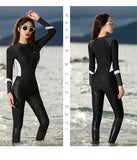 Women's One-piece Swimsuit with Long Sleeves and Pants Fully Wrapped for Sun Protection and Belly Coverage, Slimming Diving Suit
