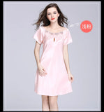 Women's Sleepwear Ice Silk Casual Silk Pajamas Women's Summer Sexy Short Sleeve Lace Pajamas Loungewear