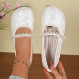 Slip-on Round Toe Pearl Women's Flat Mary Jane Shoes Trend High Quality Fashion Korean Style Social Casual Ladies Footwear
