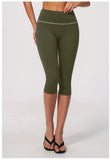 Hip Lifting Midi Length Yoga Pants Women Contrast Color Gym Sports High Waist Capri Trousers Breathable Fitness Running Leggings