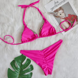 3 Colors Sexy Bikini Women Rhinestone Chain Swimwear Swimsuit Halter Bikinis Set Bathing Suit Beach Holiday Bikini Luxe Female
