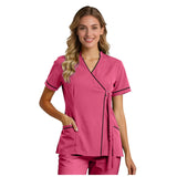 Top For Women Soft V Neck Open Front Scrub Tops Stretchy Short Sleeve Side Tie Shirts ropa de mujer
