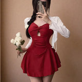 Swimsuit one-piece slimming and conservative skirt for girls, soaking in hot springs for vacation, swimsuit for women, summer
