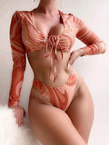 2026 Hollow Out String Long Sleeve 2 Piece Bikini Women Swimwear Female Swimsuit Bathers Bathing Swimming Suit Beachwear Summer