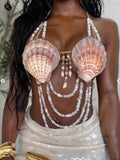Shell Handmade Beaded Chain Body Chain Beach Strap Sexy Halter Top Beach Vaction Pool Party Style Casaul Bikini Charming 1RFB