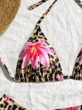 3 Pieces Triangle Halter Bikini 2026 Women & Beach Skirt Swimwear Female Printed Swimsuit Bathers Bathing Swimming Swim Suit