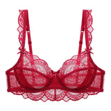Logirlve Ultrathin Bra Transparent Brassiere Sexy Underwear Plus Size Cup Embroidery Women Lingerie Lace Bras Hollow out