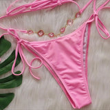 DEKA Brazilian Diamond Bikini Set Women Halter Blue Swimwear Female Swimsuit Bandage Bikini Set  Bathing Suit Swim Beach Wear
