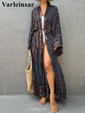 New 10 Colors Printed Long Sleeve With Belt Tunic Beach Cover Up Cover-ups Beach Dress Beach Wear Beachwear Female Women V4521