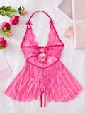 Womens Lace Bodysuit Halter Soft Comfortable Underwear