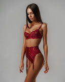 Toucheart 3 Piece Set Sexy Underwear Set For Women Mesh See-Through Lace Thin Sling Bra Set With Girdle Sexy Lingerie Suit New
