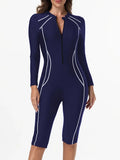 2026 Zipper Slim One Piece Swimsuit Women Long Sleeve & Knee Swimwear Female Bather Bathing Swimming Swim Surf Suit Beachwear