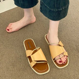 Summer 2026 Fashionable Minimalist Korean Style Beach Shoes Universal Flat Bottom Toe Post Thong Slippers Leisure Rubber Sole