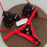 DEKA Sexy Green Floral Print Bikini Set Swimwear Women Braiding Rope Strap Patchwork Bandage Push Up Bathing Suit Thong Swimsuit