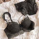 MOYISU Sexy French Lace Bralette Small Bust Cup Bra Set with Removable Straps & Push Up Pads, Soft Underwire Thin Girls Bra Top