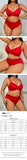 Plus Size Minimizer Lingerie Set, Sexy Red Smooth Seamless Wire-free Support Bra