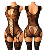 Ultra Hot Crotchless Lingerie Open Bra Erotic Costumes Transparent BodySuits Adults Hanging Neck Bodystockings Fishnet Underwear