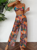 3 Pieces Strappy Bikini 2026 Women Printed Swimsuit Sexy Swimwear Female With Beach Pants Bathers Bathing Swimming Swim Suit