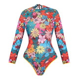 2026 Rash Guard Surfing Suit Plus Size Printed One-Piece Swimsuit Women Sun Protection Swimwear Bodysuit Beachwear with Pants