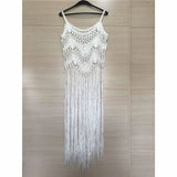 3 Colors Hollow Out Fringe Tassel Knitted Crochet Tunic Beach Cover Up Cover-ups Beach Dress Beach Wear Beachwear Female V3847