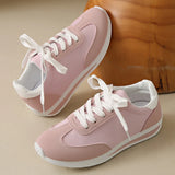 Speing Autumn Lace Up Pink Sneakers Women Comfort Patchwork Platform Sports Shoes Woman Lightweight Plus Size Soft Sole Flats 43