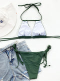 2025 Sexy Tie Side Strappy Halter Bikini Female Swimsuit Women Swimwear Two-pieces Bikini set Hollow out Bathing Suit Swim Lady