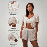Women's Sleepwear Summer Sexy Hollow Women Pajamas Shorts Set Short Sleeve Cotton Pajamas Breathable Comfortable Homewear Set