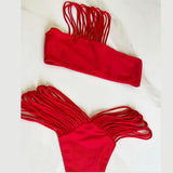 New Bandage Stripes Brazilian Bikini Swimwear Women's Swimsuit Two Piece Set Female Sexy Lace up Mujer Beachwear Summer
