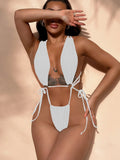 DEKA Women's New Thong One-piece Swimsuit Sexy Tight Backless Lace-up Swimsuit Brazilian Beach Swimsuit Extreme Micro Bikini