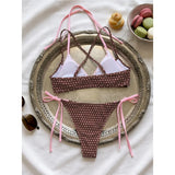 XS - L Sexy Polka Dot Splicing Halter Bikini Women Swimwear Female Swimsuit Two-Pieces Bikini Set Bather Bathing Suit Swim V8208