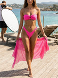 Wrinkled Bandeau High Cut Mini Thong Bikini Female Swimsuit Women Swimwear Two-pieces Bikini Set Bather Bathing Suit Swim Lady