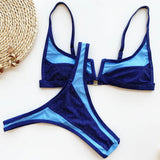 S - XL Splicing V Shaped Thong Bikini Women Swimsuit Female Swimwear Two Pieces Bikini Set Bather Push Up Bathing Suit Swim Lady