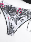 Tropical Print Bikini 2026 Women Drawstring Swimwear Female Push Up Swimsuit Beachwear Bathers Bathing Swimming Swim Suit