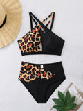 Women's Plus Size Triangle Halter Cross Back Bikini Set - European American Style Separable Swimsuit