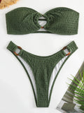 Ring Link Bandeau Bikini 2026 Women Brazilian Swimwear Female Sexy Swimsuit Solid Beachwear Bathers Bathing Swimming Swim Suit