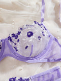 Womens Embroidered Bralette Lingerie And Panty Set Floral Design Soft Stretch Fabric Comfortable Everyday Underwear