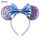 2025 Chic Disney Embroidery Sequin Minnie Ears Headband DOT Bow Hairband Girls Women Party Head Wear Kids DIY Hair Accessories
