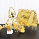 doershow African fashion Italian Shoes And Bag Sets For Evening Party With Stones gold Italian Handbags Match Bags! HM1-1