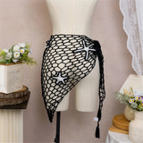New 3D Star Hollow Out Crochet Knitted Sarong Pareo Beach Dress Beach Wear Beachwear Beach Cover Up Cover-upsFemale Women V7309