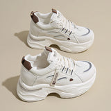 Breathable White Sneakers Shoes Women Mix Color Chunky Platform Sport Sneaker Woman 2025 Lace-Up Thick Bottom Vulcanize Shoes